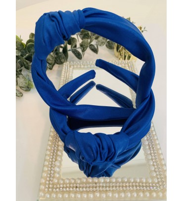 Tiara Turbante de Tecido com Laço - Azul