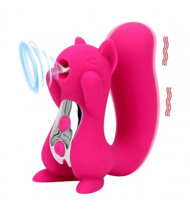 Vibrador e Sugador Esquilo - Rosa Pink